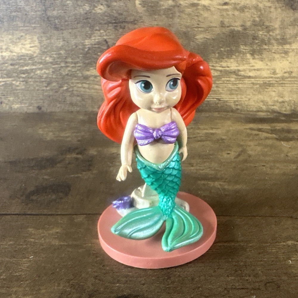 Disney Animators Collection Ariel Princess PVC 3.5" Figure Cake Topper Toy Clean